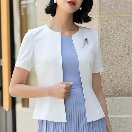 首尚格释白色小西装外套女夏款2024新款高级感修身休闲小个子西服图片