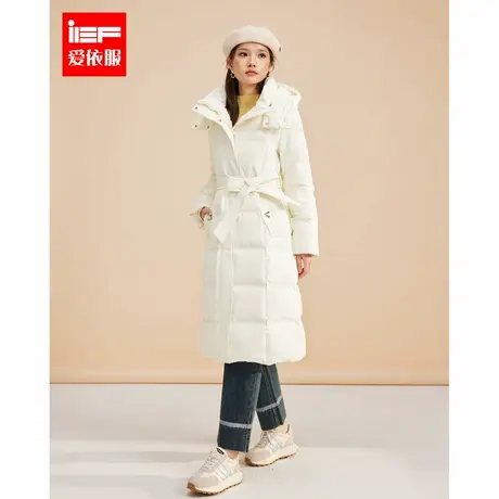IEF/爱依服2024冬季新款韩版简约通勤气质白鸭绒保暖羽绒长外套图片