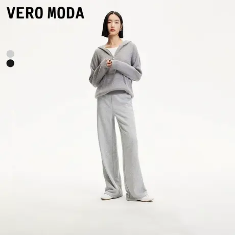 Vero Moda奥莱休闲裤女2025早夏新款松紧腰头高腰阔腿舒适裤子图片