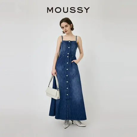 MOUSSY 夏季新品设计通勤风A型牛仔吊带连衣裙010HS611-0171图片