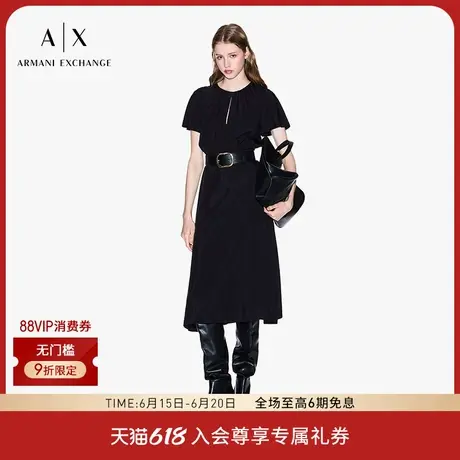 ARMANI EXCHANGE/阿玛尼2025夏季新款女士人造棉收腰捏褶连衣裙图片