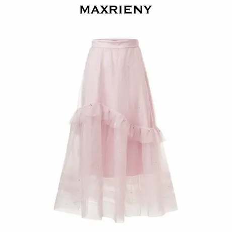 【奥莱】MAXRIENY浪漫复古网纱裙秋装高腰半身裙蓬蓬裙图片