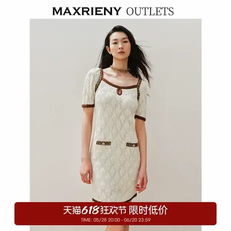 【奥莱】MAXRIENY华丽钉珠连衣裙直身短款图片