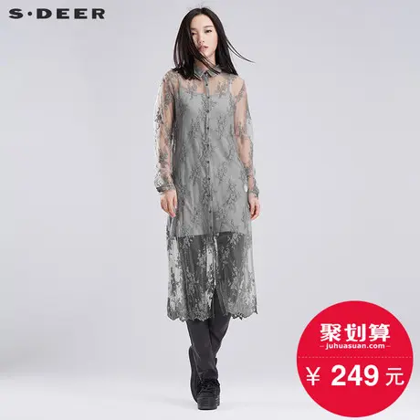 sdeer圣迪奥女装优雅清透花样两件套连衣裙衬衫S16181254图片