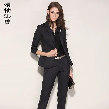 颈袖添香职业套装女小西装长裤两件套羊毛OL通勤气质时尚正装高级图片