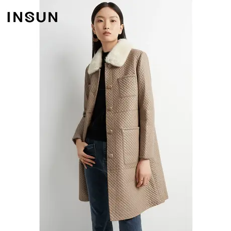 INSUN恩裳线上专选冬季水貂毛领压花皮草外套图片