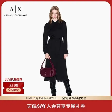ARMANI EXCHANGE/阿玛尼2025夏季新款女士长款衬衫领系带连衣裙图片