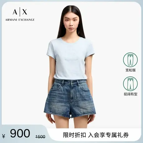 ARMANI EXCHANGE/阿玛尼2025夏季新款女士全棉宽松中腰牛仔短裤图片