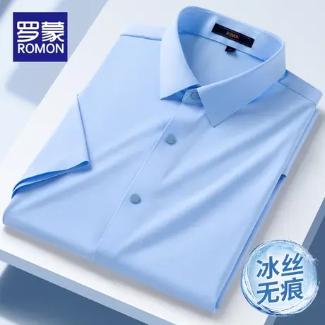 罗蒙夏季薄款男士短袖衬衫商务冰丝免烫抗皱衬衣职业高端寸衫男款图片