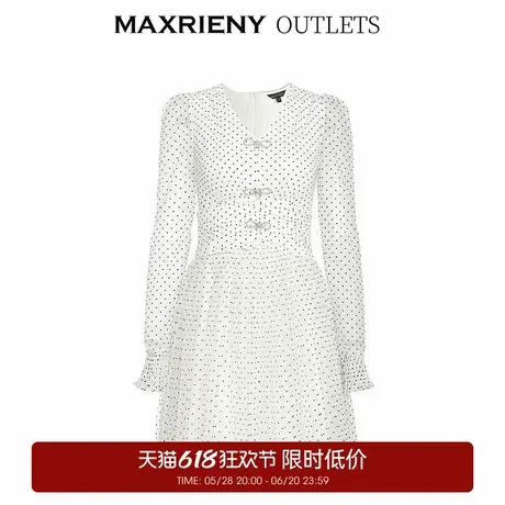【奥莱】maxrieny复古波点连衣裙女春款网纱蕾丝短裙洋气图片