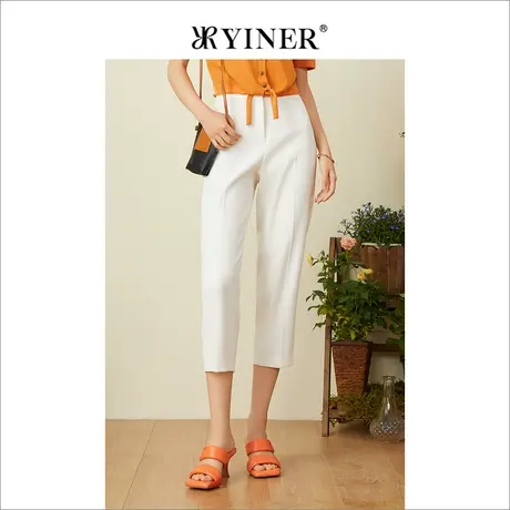 YINER音儿女装夏通勤高腰显瘦薄款小个子七分休闲裤图片