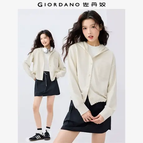 佐丹奴外套女装纯棉单口袋连帽针织卫衣外套 05375459图片