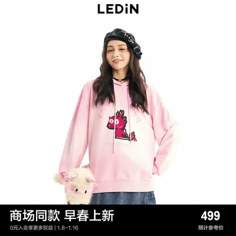 【商场同款】乐町喷白大龙宽松卫衣2024春季新款上衣女C2CRE17图片