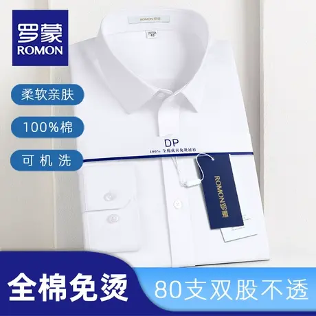 Romon/罗蒙长袖衬衫男上班面试DP成衣抗皱商务高级感内搭白衬衣图片