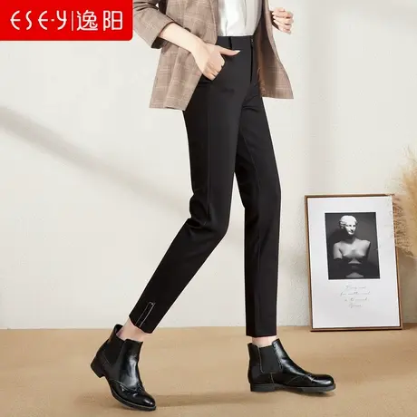 逸阳女裤2025春新款休闲大码黑色九分小脚裤修身显瘦铅笔裤子0316图片