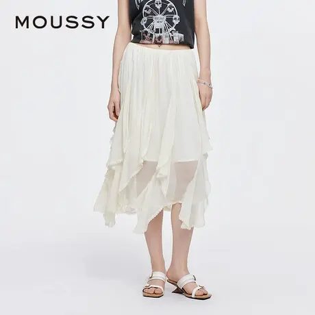 moussy2025夏季新品浪漫优雅荷叶边不规则半身裙女028ISA31-4161图片
