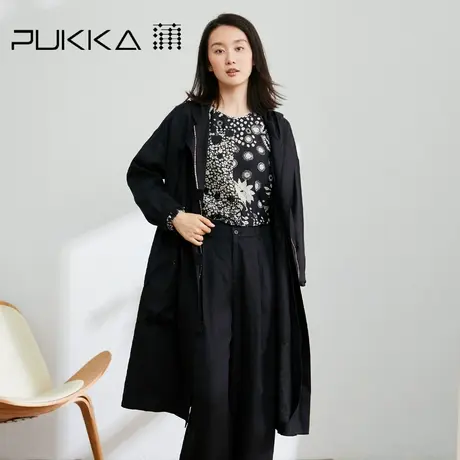 蒲PUKKA 连帽外套女2023年早春新款宽松工装口袋收腰原创设计外套图片
