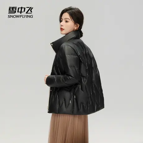 雪中飞2025春秋新款女士立领短款羽绒服菱格温柔小个子气质甜美暖图片