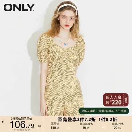 ONLY奥莱夏季田园风满福碎花泡泡袖短款连衣裤女图片