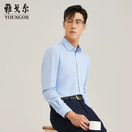 雅戈尔奥莱 男装火山岩新款抗静电保暖仿丝绸格纹长袖衬衫图片