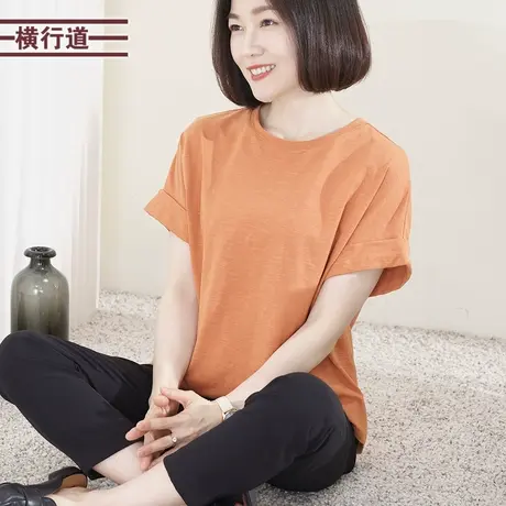 休闲圆领蝙蝠袖宽松短袖2025新夏装纯色简约半袖女装上衣小衫T恤图片