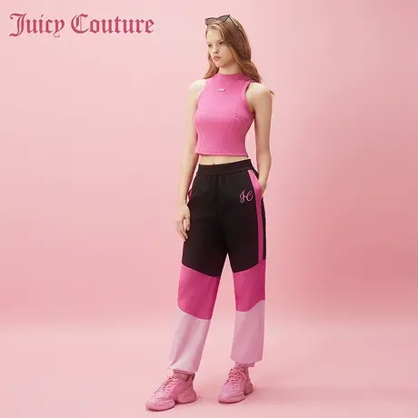 Juicy Couture橘滋2024早春穿搭新款运动甜心刺绣拼色女式休闲裤图片