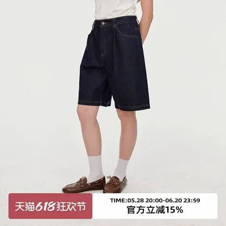 omont蛋挞家 复古原色直筒牛仔短裤2025春季百搭高腰显瘦休闲裤子图片