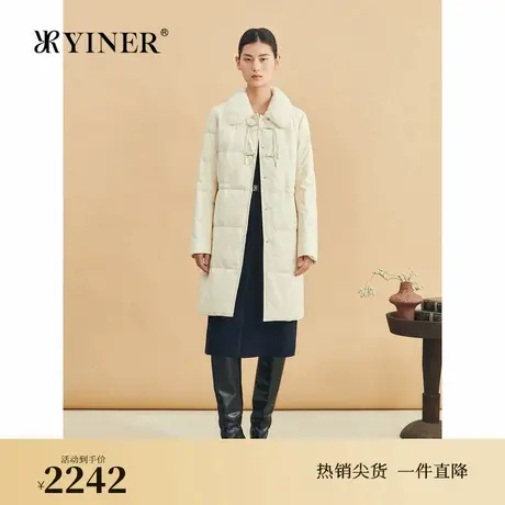 【新中式】YINER音儿专选2024冬季新款水貂毛领羊皮真皮长羽绒服图片
