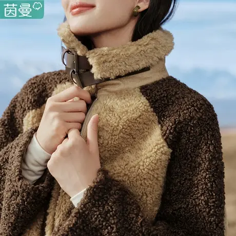茵曼羊羔毛外套女2023新款初冬季棉衣棉服加厚棉袄秋冬小个子洋气图片