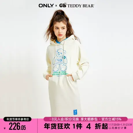 ONLY2023冬季新款GB TEDDY BEAR泰迪熊休闲运动中长卫衣连衣裙女图片
