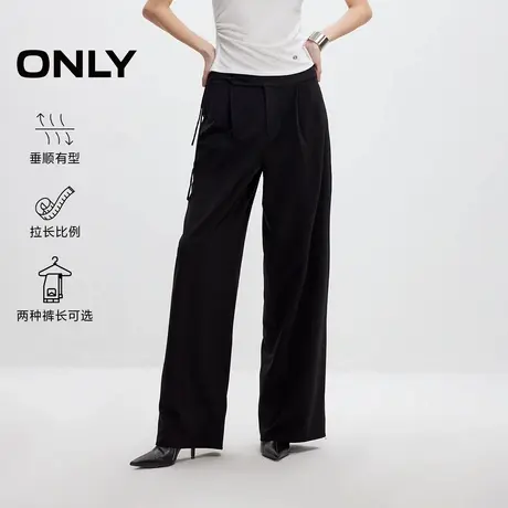 ONLY奥莱2025夏季新款新中式盘扣设计宽松阔腿休闲裤女图片