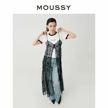 MOUSSY 夏季新品日系混搭风叠穿蕾丝吊带连衣裙010HS630-1600图片