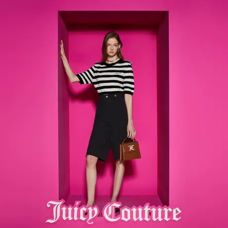 Juicy Couture橘滋女装新款舞动琴键绣花立体垫肩女针织衫图片