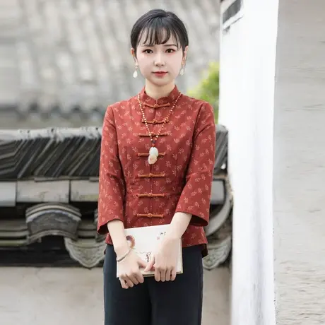 筠雅唐装中国风女装改良旗袍上衣显瘦复古时尚新中式女装 23J128图片