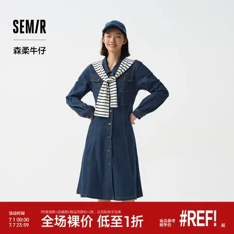 森柔牛仔|森马牛仔连衣裙女披肩气质学院工装风春港味中长裙潮流图片
