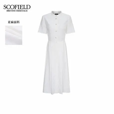 【法国亚麻】Scofield女简约通勤连衣裙收腰立体褶皱2025秋季新品图片