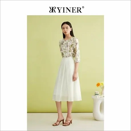 【博主同款】YINER音儿专选2024夏季天丝莱赛尔A字垂感半身裙图片
