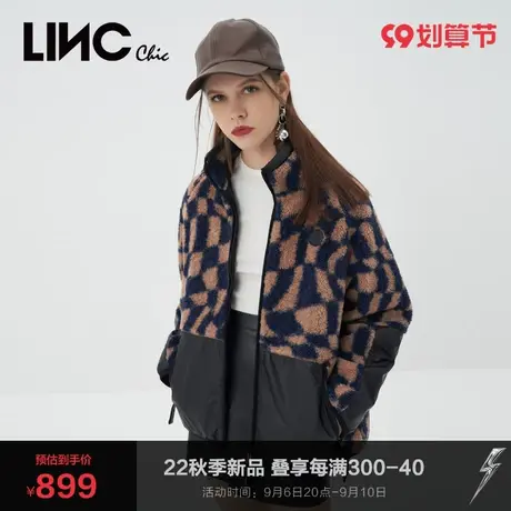 LINC金羽杰2023秋冬新款绒感棋盘格轻暖羽绒服夹克外套Y22802268图片