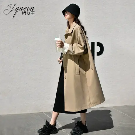 风衣女2023年秋季新款气质英伦风高级感单排扣中长款加厚大衣外套图片