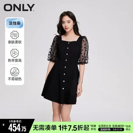 ONLY秋季法式收腰短裙性感黑色牛仔裙连衣裙女|123242070图片