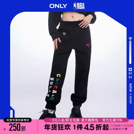 ONLY2023冬季新款NBA联名款休闲高腰束脚长款休闲裤女图片