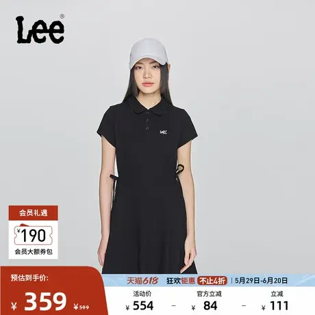 Lee25新品修身版翻领黑色女短袖polo连衣裙显瘦休闲LWT009861205图片