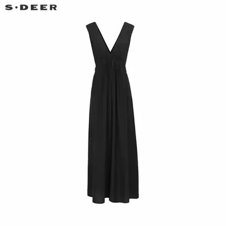 sdeer圣迪奥女装复古风琴褶收腰背带阔腿长裤S242Z1001图片