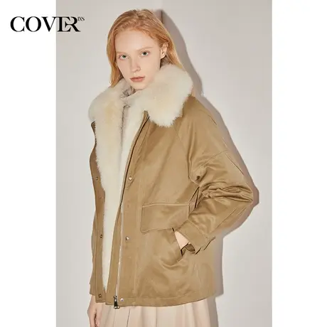 COVER冬季柔软狐狸毛领可脱卸内胆尼克服图片