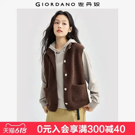 佐丹奴背心外套女新款泰迪绒保暖坎肩女生小立领抓绒马甲05374851图片
