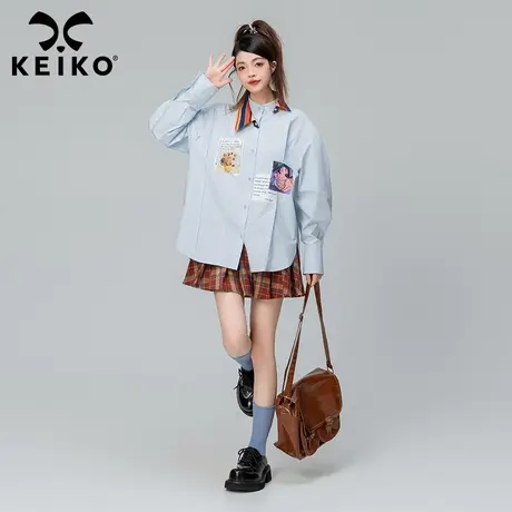 YINER音儿商场同款女装2021冬季新款针织拼接印花连衣裙图片