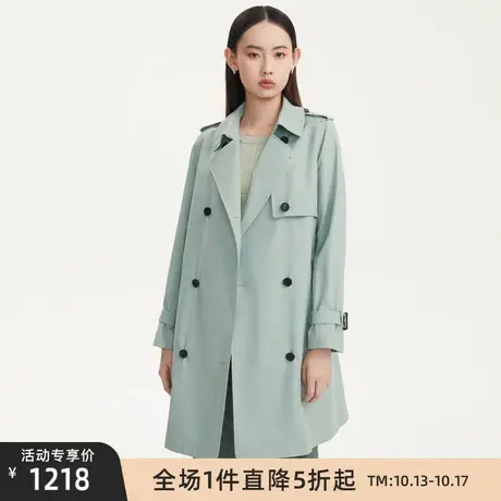 LANCY/朗姿秋季新款中长款风衣简约通勤职业外套女商场同款图片