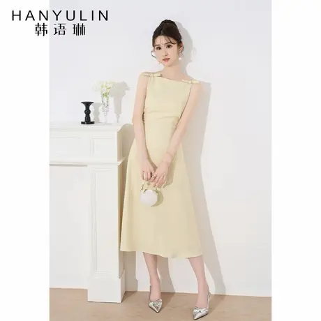 法式气质连衣裙女2025新款夏季设计感小众无袖收腰显瘦中长款裙子图片