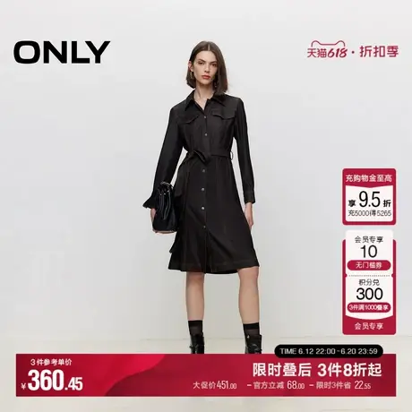 ONLY夏季复古撞色明线正肩翻领衬衫裙连衣裙女|124407010图片