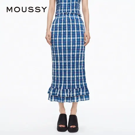 MOUSSY 夏季文艺森系风格纹打揽包臀半身裙010HS231-2141图片